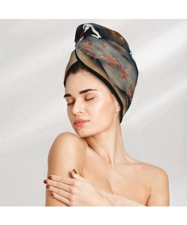 Japanese Cranes Flying Coral Velvet Dry Hair Cap | Ideal for Home Travel & Pool Parties - Buy Online on GoSupps.com