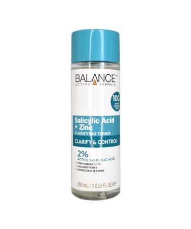Balance Active Formula Salicylic Acid + Zinc Toner (200ml) - Exfoliates Unclogs Pores Prevents Blemishes & Blackheads Minimises Pores for Clearer Complexion