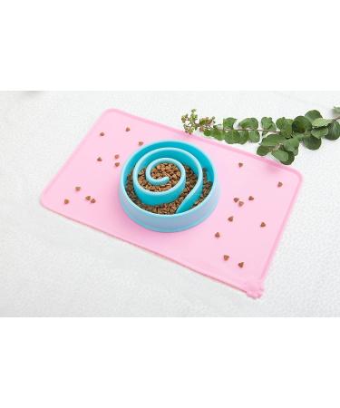Holyang Silicone Dog Cat Food Mat Waterproof Pet Food And Water Bowl Mat For Dog or Cat (18.9'' x 11.8'' Pink) 19.3'' x 11.8'' Pink - Buy Online on GoSupps.com