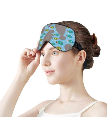 Cute Cartoon Manatee and Fish Sleep Mask - Adjustable Eye Cover for Sleeping & Travel - Buy Online on GoSupps.com