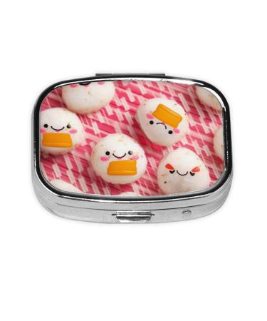 Lovely Rice Ball Printed Square Pill Box Portable Travelling Pill Box Medicine Organiser