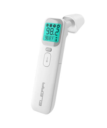 Elera Ear Thermometer for Kids Baby Thermometer with Forehead and Ear Mode for Adults Infant Kids and Toddler Touchless and 1 Second Reading with Fever Alarm and Mute Function(White)