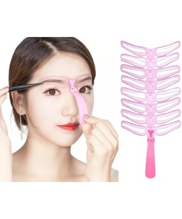 8 Pack Eyebrow Stencils for Beginners Reusable Eyebrow Stencils for 3 Minutes Makeup (Pink)