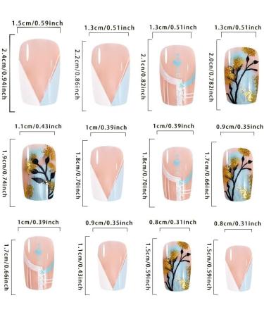 24Pcs Press on Nails Short French Tips Fake Nails Acrylic Square False Nails Summer Reusable Leaves Artificial Nails for Women and Girls - Buy Online on GoSupps.com