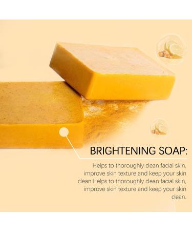  homomdy Lemon Turmeric Soap Bar with Kojic & Vitamin C Brightening & Deep Cleansing Soap for Face & Body Moisturizing & Smoothing Skin Uniform Complexion (2pcs) - Buy Online on GoSupps.com
