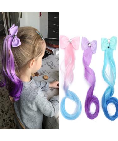 Sioppkik 3pcs Curls Hair Extension Clips - Colorful Princess Hair Accessories for Girls | Perfect for Parties & Styling - Buy Online on GoSupps.com