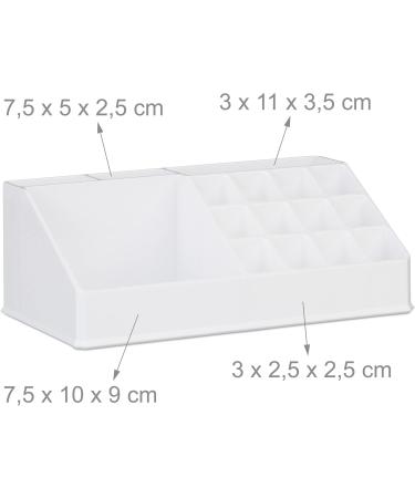 Relaxdays Small Make-Up Organizer - 2-Part Acrylic Storage with Lipstick Holder & 4 Drawers White - 19x24x13.5 cm - Buy Online on GoSupps.com