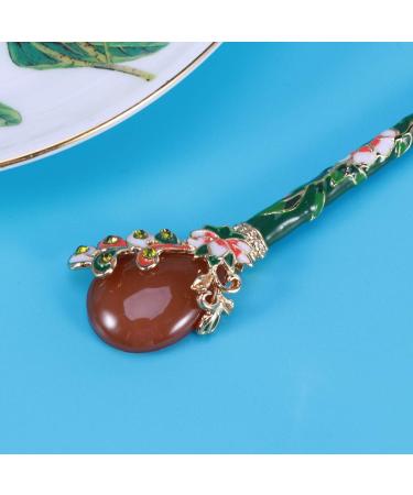 Lurrose Vintage Hair Chopsticks | Chinese Jade Hairpins | Antique Green Hair Sticks for Elegant Hairstyles - Buy Online on GoSupps.com