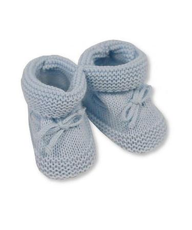 Nursery Time Baby Boys Girls Newborn Knitted Tie Up Booties Soft Shoes Blue Grey Pink Grey 35