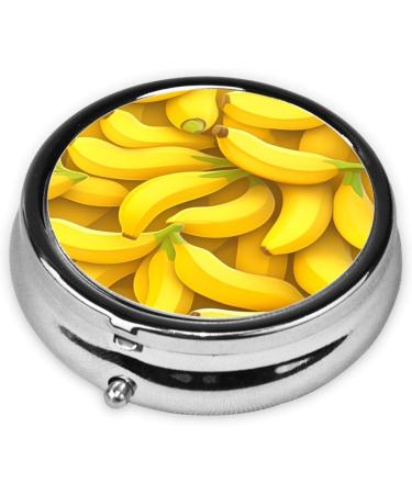 Buy Yellow Banana Portable Metal Pill Box - Round Mini 3-Compartment Design for Small Pills - Travel-Friendly Hinged Fastening - International Shipping Available - Buy Online on GoSupps.com