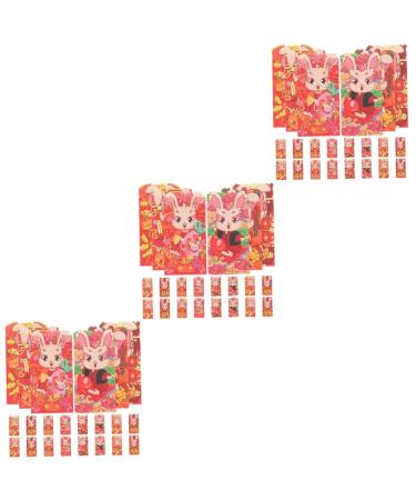 MAGICLULU 90 Pcs 2023 Red Envelope Red Envelope Chinese Rabbit Year Hong Bao 2023 Money Packets Chinese New Year Red Pocket Cash Envelope Red Wallet New Year Gift Lucky Cash Bag Paper Child As Shown 4x3pcs 16.4X8.9CMx3pcs