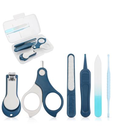 Vicloon Baby Nail Kit 6Pc Baby Nail Clippers Baby Nail Care Tool Baby Nail Care Set Manicure Set Include Nails Clipper Rounded Scissor Earpick Nail File and Tweezer for Newborn Infant Toddler blue-6pc