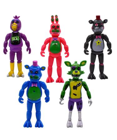 5PCS Night Bear Mini Figures Freddy's Cake Toppers Cake Decoration Mini Freddy's Figures Set for Boys Girls Birthday Party Babay Showers Celebration Supplies