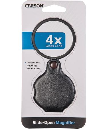 Carson Slide Open 4x Pocket Magnifier GN-11 | Glass Lens & Protective Case - International Shipping Available - Buy Online on GoSupps.com