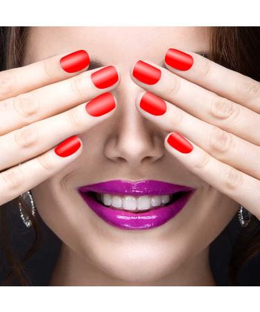 224pc Solid Color Matte Nail Wraps Stickers w/ Nail File - Classic Red - for Women - Buy Online on GoSupps.com