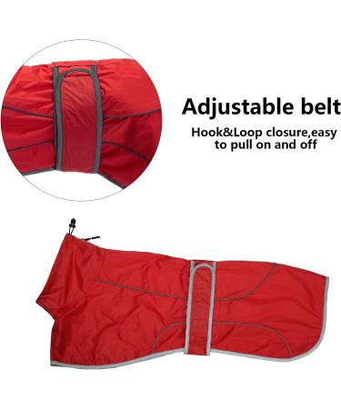 Geyecete Dog Jacket Adjustable Lightweight Raincoat with Reflective Straps and Harness Hole with Adjustable Bands Greyhound-Red-S S Red - Buy Online on GoSupps.com