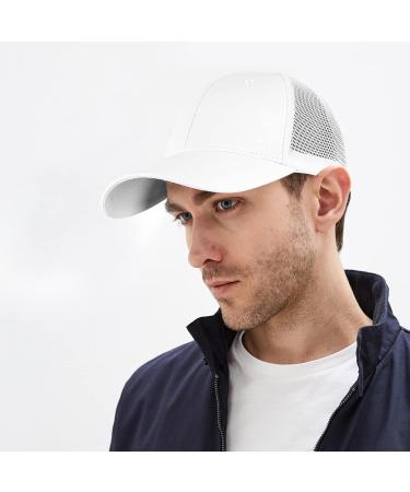 Dowskwx Men's Trucker Baseball Cap - Quick-Drying Sun Protection Mesh Snapback Hat - White - Buy Online on GoSupps.com