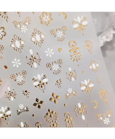 Gold Nail Art Stickers - Luxury 3D Bronzing Totem Decals for DIY Manicure | Self-Adhesive Flower Designs for Women & Girls - Buy Online on GoSupps.com
