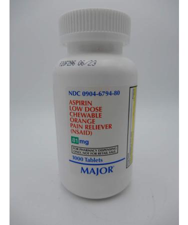 Major Aspirin Chewable Low Dose 81MG 1000 Orange