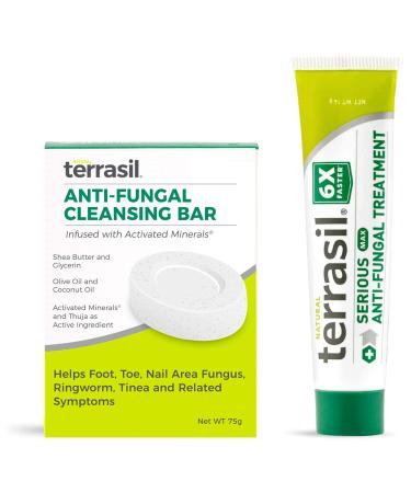 Terrasil Antifungal Treatment Kit - 6X Faster Healing  Natural Soothing Clotrimazole Ointment for Fungal Skin Infections (Antifungal Cream Max 14gm Tube + Antifungal Soap 75gm Bar)