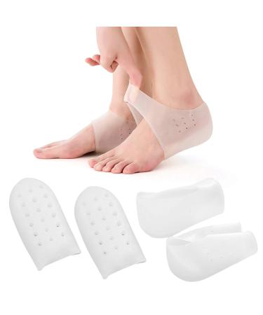 Invisible Height Increase Concealed Footbed Enhancers Soft Silicone Heel Insoles Wearable Heel Cushion Lift Inserts Half Heel Socks Heel Protector Breathable Suitable for Men Women (1.8in/4.5cm)