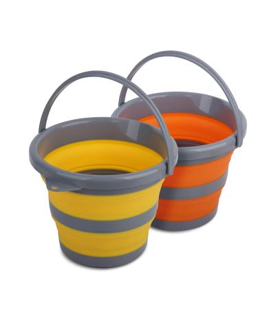 2 Pack Collapsible Plastic Bucket with 1.32 Gallon (5L) Each Foldable Round Tub Space Saving Outdoor Waterpot for Garden or Camping Portable Fishing Water Pail 1.32 Gal/5L X2