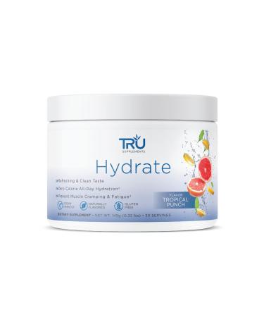 TRU Hydrate | Electrolyte Hydration Powder | Tropical Punch | 50 Servings | Sugar Free, 0 Calories, 0 Carbs - Perfect for Keto | No Artificial Flavors, Colors, or Sweeteners