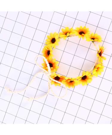 SOLUSTRE Daisy Flower Headband Boho Sunflower Crown Hair Wreath Floral Garland Crown Boho Headpiece Bridal Hair Band (Yellow) - Buy Online on GoSupps.com