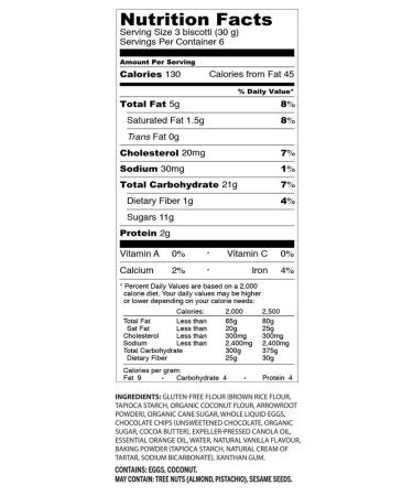 Tutti Gourmet Gluten Free Biscotti Cookie - Orange & Dark Chocolate - 6 x 6.34 oz bags - Allergen Friendly Snack - Dairy, Soy, Corn, Wheat Free - Buy Online on GoSupps.com