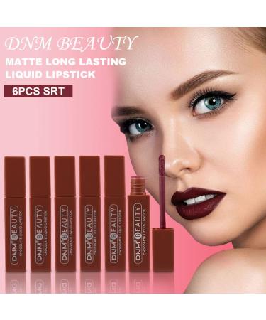 6Pcs Deep Dark Red Matte Liquid Lipstick Set for Women | Long-Lasting 24 Hour Stay On | Labiales Matte Mate Larga Duracion - Set03 - Buy Online on GoSupps.com