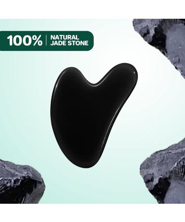 Heart Shape Black Gua Sha Stones for Facial Massage - Jade Guasha Board Tool for Skin Care Beauty & Muscle Relaxation - Buy Online on GoSupps.com