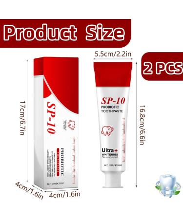 Teegxddy 2 stuks Sp10 Probiotic Toothpaste 120G Probiotic Toothpaste Sp10 Whitening Toothpaste for Deep Cleaning Toothpaste SP10 Ultra Whitening Fresh Breath - Buy Online on GoSupps.com