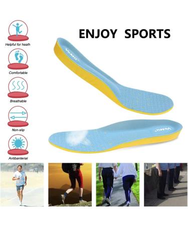 VoMii Memory Foam Insoles for Plantar Fasciitis Relief | Arch Support for Women Men Kids | Breathable Shoe Inserts for Shock Absorption and Foot Pain Relief | Blue | Size M (Men 6-9, Women 7-11) - Buy Online on GoSupps.com