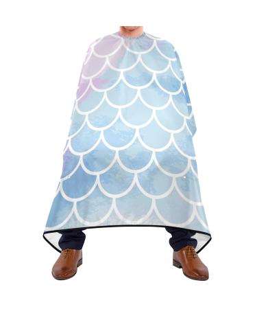Waterproof Barber Cape -Pink Blue Mermaid Scales Cheetah Haircut Bib for Men Unisex Hair Cutting Cape(8rp1a)