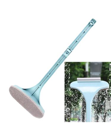 Glass Cleaning Brush - Glass Scraper Brush | Wet and Dry Dual-Use Window Glass Screen Cleaner Tool Reusable Mesh Screen Cleaner for Cabinets Sofa Screen Bathroom Blue