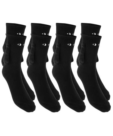 HOTBEST 4 Pair Holding Hands Socks Funny Magnetic Suction Couple Socks 3D Doll Cute Breathable Cotton Couple Socks Black
