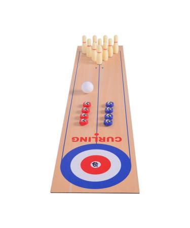 N/Q 3 in 1Table Top Shuffleboard, Curling Game and Bowling Set Portable Family Games for Home& School &Travel, Gift for Child Age 6 and Up, Compact Curling Game for Storage