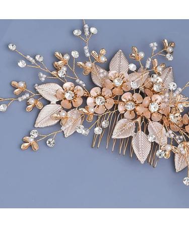 Bride Wedding Hair Comb Bridal Hair Accessories for Women Flower Rhinestone Headpiece Bridal Pearl Hair Accessories for Girls Hair Combs - Buy Online on GoSupps.com