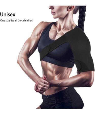 Hoadoek Shoulder Support Brace Back Guard Strap Wrap Belt Band Pads Single Shoulder Adjustable Breathable Sports Care Guard Protect left shoulder support black - Buy Online on GoSupps.com