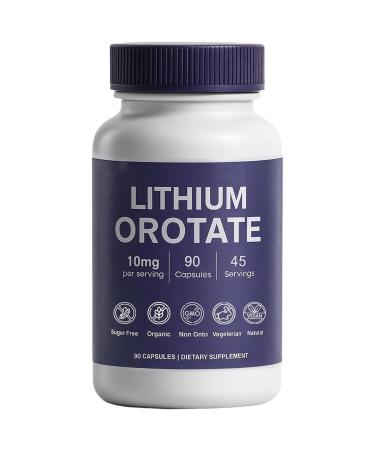 Lithium Orotate 10mg Anxiety Stress & Mood Support Lithium Orotate Capsules Supplement Vegan & Non-GMO Gluten-Free 90 Capsules (1)