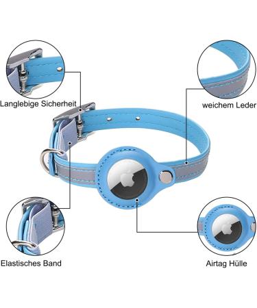 Shop Adjustable Leather Airtag Cat Collar - Reflective GPS Tracking Neck Band for All Cat Sizes (S Blue) - Anti-Losing Solution - Buy Online on GoSupps.com