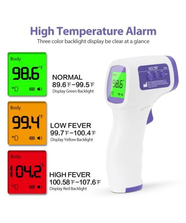 Medical Grade No-Touch Forehead Thermometer for Adults and Kids - 1 Sec Reading, 3-in-1, Fever Alarm, Mute Mode, FDA Certified - Purple - Buy Online on GoSupps.com