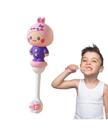 Soft toothbrush for toddlers |Training toothbrush with soft bristles for toddlers - toothbrush for safe and harmless with brush head in children's size Wobblo Hase Rosa