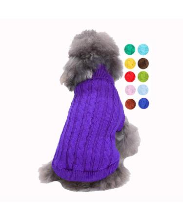 Dog sweater warm pet sweater cat sweater dog sweatshirt clothing coat clothing for small dogs & kittens (purple l) lila l