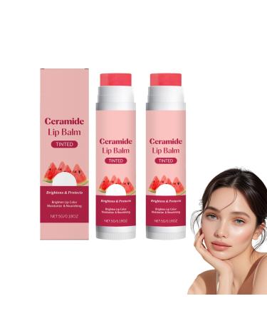 VKaoess Watermelon tinted lip balm stick with sweet watermelon scent and lip cream for daily care Including scrub exfoliant and night mask Provides a radiant look 2 pieces