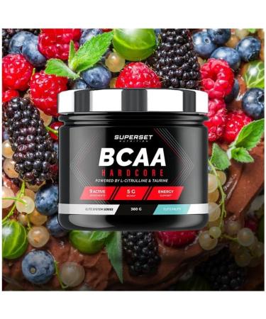 Superset Nutrition | Bcaa Hardcore (360g) | BCAA Powder (Amino Acids) | 2:1:1 Optimal Ratio for Anabolism - Explosive Formula of BCAA + Citrulline Taurine & Vitamins - Tutti Frutti - Buy Online on GoSupps.com