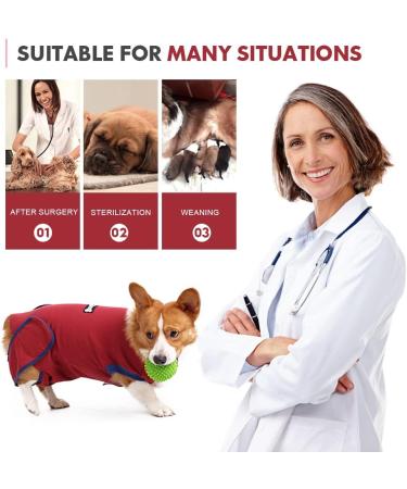 Vanansa Dog Post Surgery Suit - Recovery Onesie for Large Medium Dogs - Red XL - Buy Online on GoSupps.com