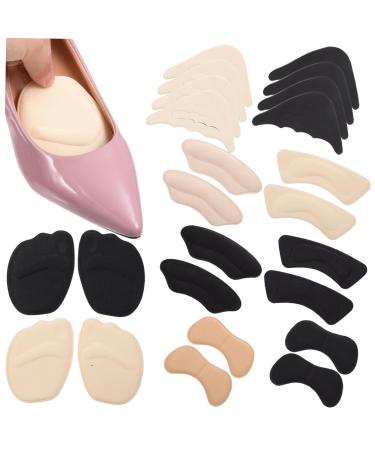 12 Pairs Insole Heel Cushion Foot Brace Pad Shoe Heel Inserts Shoe Pads Heel Insert for Loose Shoes Shoe Fitters Shoe Heel Grips High Heels Adjustable Toe Filler Inserts Sponge