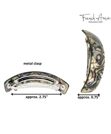 French Amie Onyx Handmade Curved Celluloid Hair Clip Barrette - Onyx Silver Grey - Buy Online on GoSupps.com