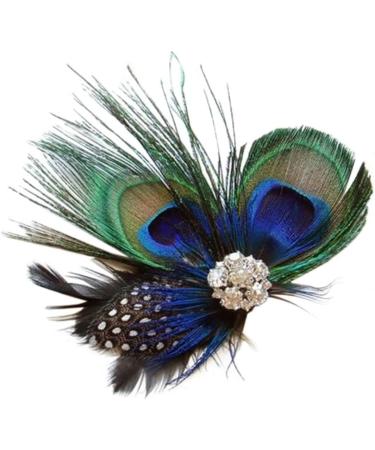 Feather Peacock Hair Clip Fascinator Clip Natural Feather Fascinator Barrette with Sparking Rhinestone Hair Fascinators for Wedding Party - Buy Online on GoSupps.com
